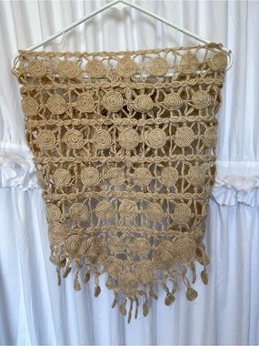 Crochet Shawl in Natural Tan